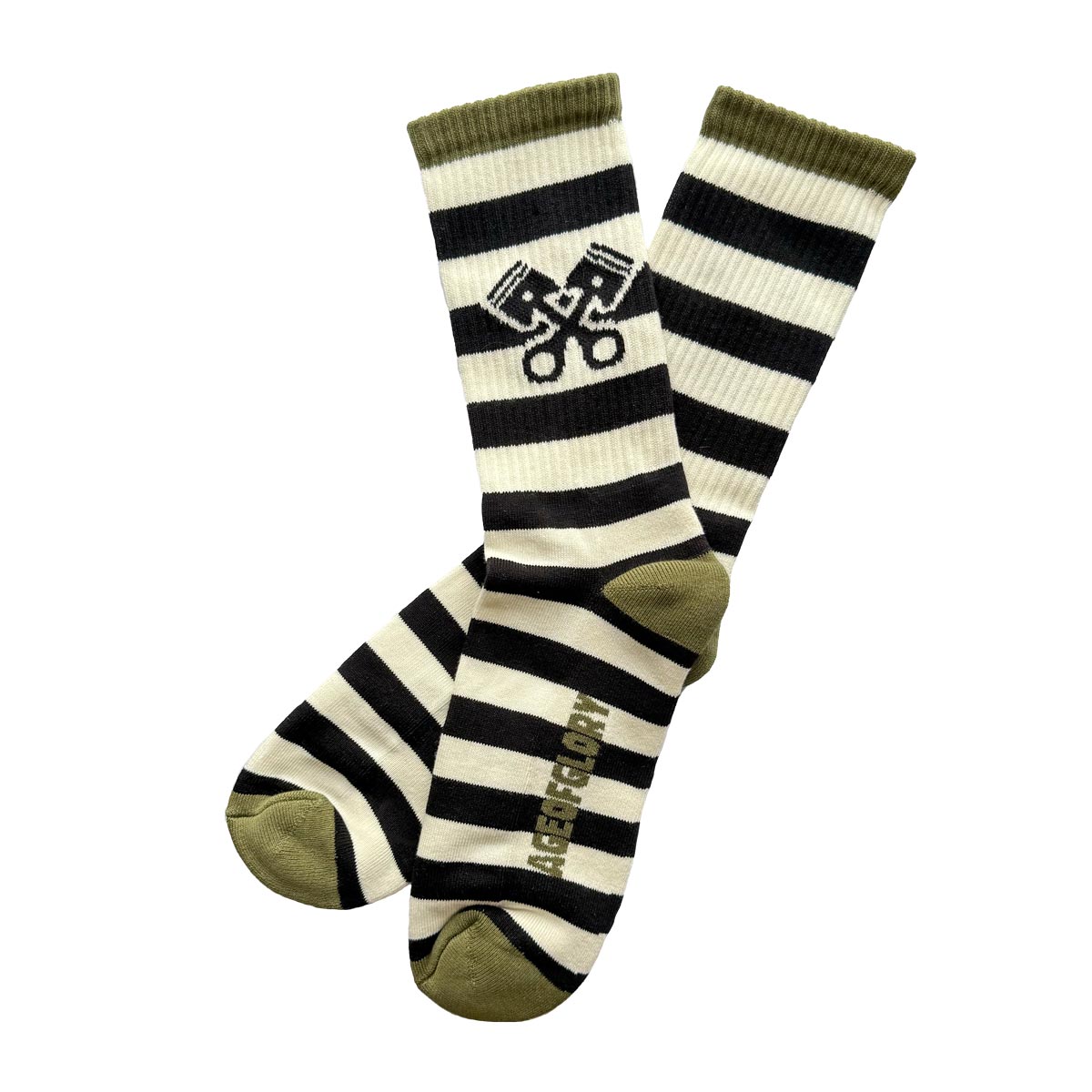 Age of Glory Stripes Socks Black / Off-white / Olive Green