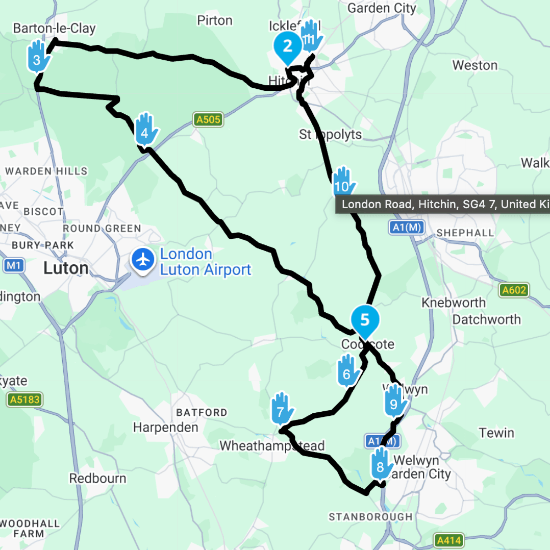 Barton to Welwyn Loop GPX Route | 42 Mile Motorcycle Ride | Hertfordshire