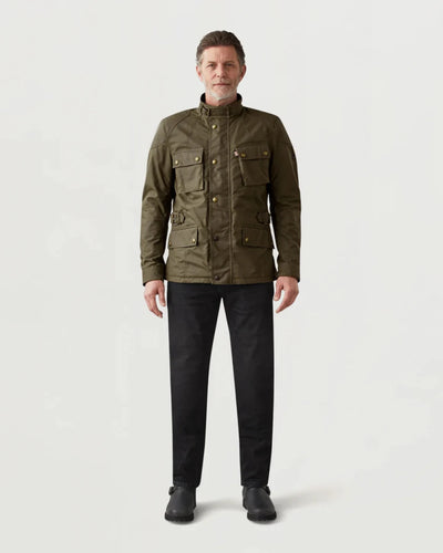 Belstaff Crosby Waxed Cotton Jacket In Forest Green | Veloce Club