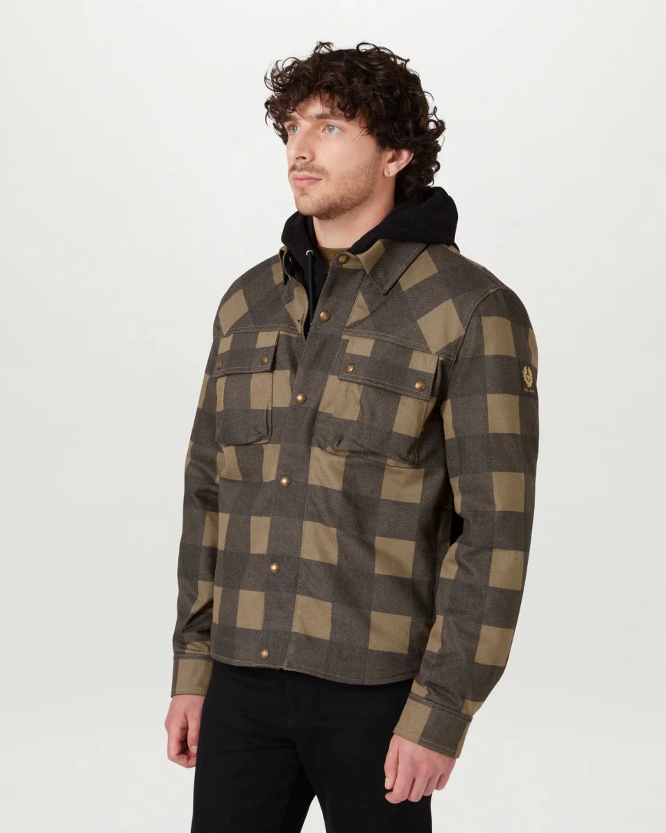 Belstaff Mansion Overshirt - Chequered Olive / Black | Veloce Club