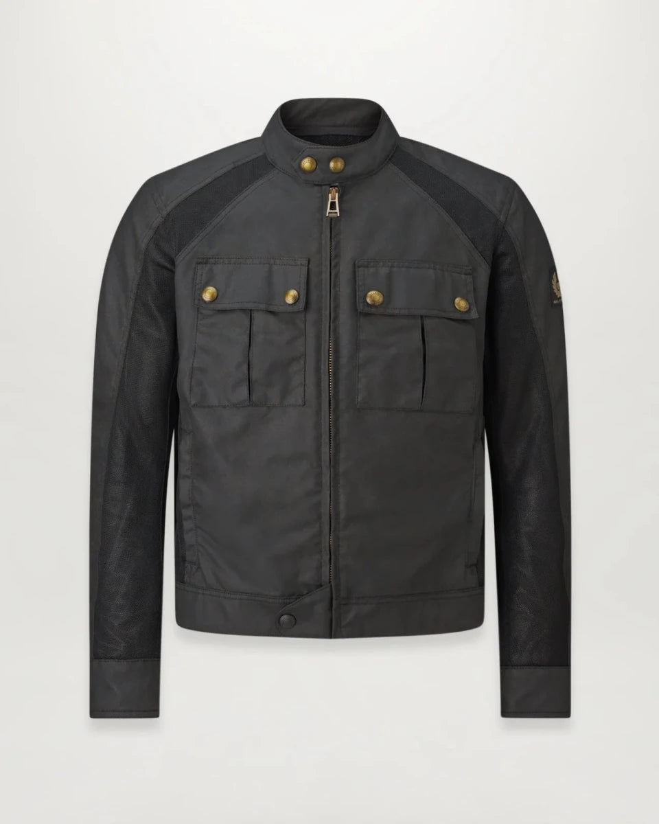 Belstaff Temple Waxed Cotton Motorcycle Jacket Black | Veloce Club
