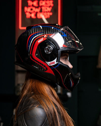 By City 180 Tech II Flip front Helmet in Carbon / Red | Veloce Club
