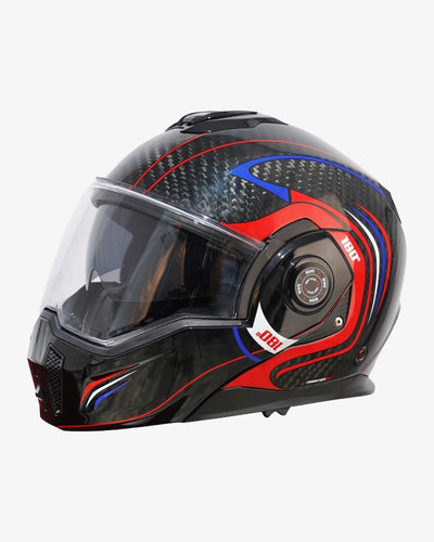 By City 180 Tech II Flip front Helmet in Carbon / Red | Veloce Club
