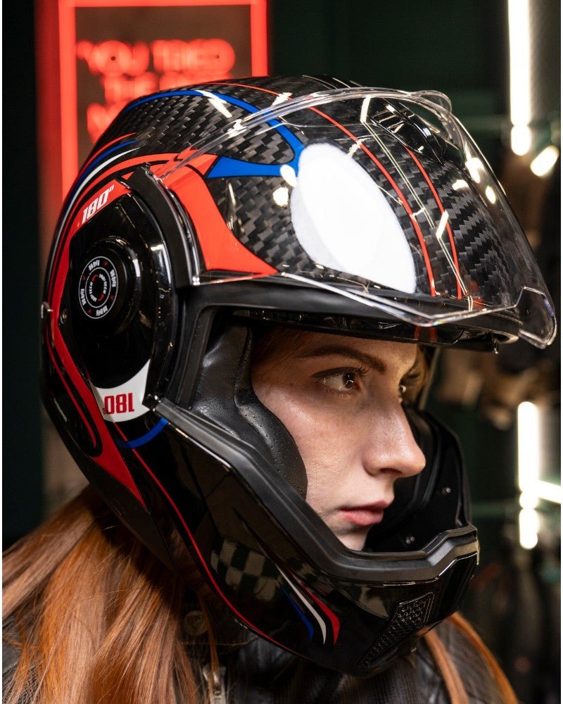 By City 180 Tech II Flip front Helmet in Carbon / Red | Veloce Club