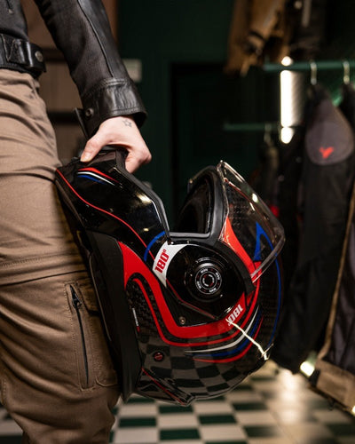 By City 180 Tech II Flip front Helmet in Carbon / Red | Veloce Club
