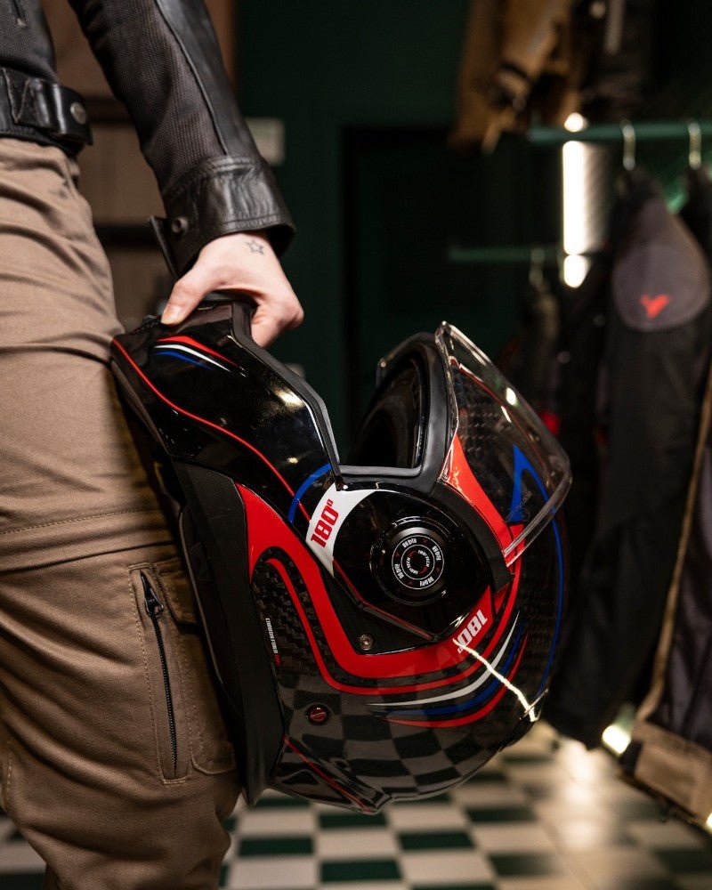 By City 180 Tech II Flip front Helmet in Carbon / Red | Veloce Club