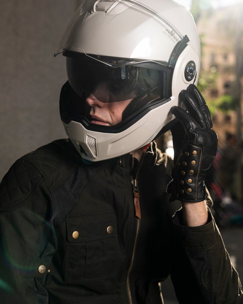 By City 180 Tech II Flip front Helmet in Pearl White | Veloce Club