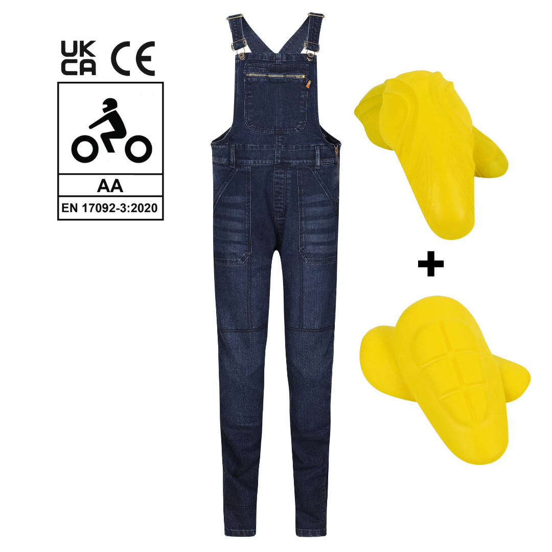 MotoGirl Daisy Dungarees in Blue available at Veloce Club