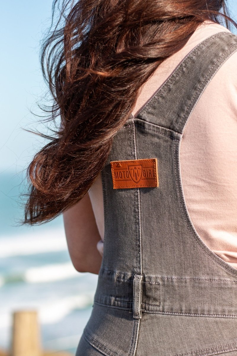MotoGirl Daisy Dungarees in grey available at Veloce Club
