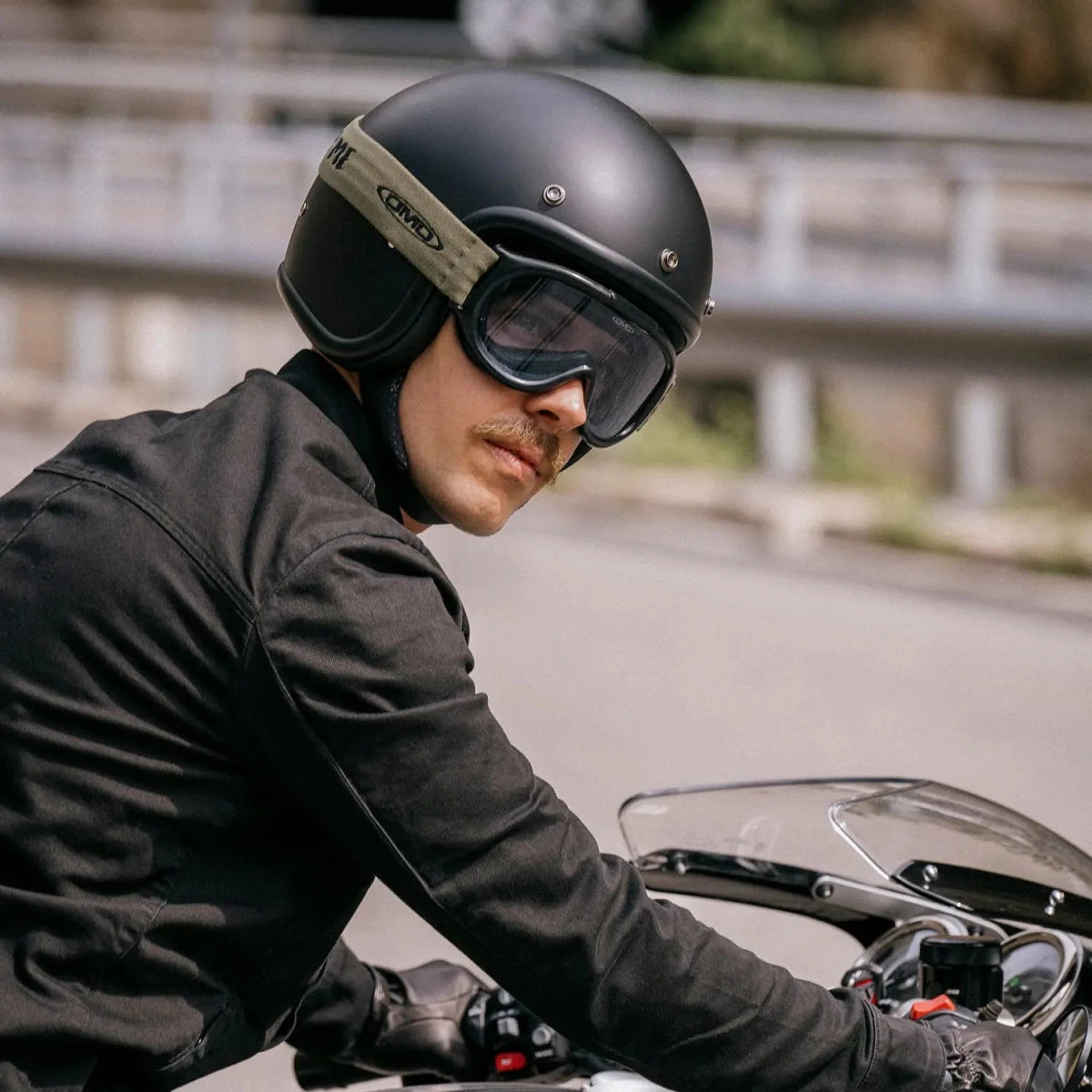 DMD Jet Retro Matt Black Open face Helmet | Veloce Club