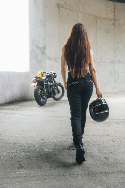 MotoGirl Ellie Women's Motorcycle Jeans in Black - available at Veloce Club