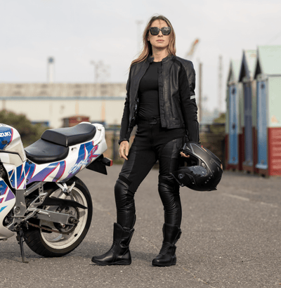 Fiona Black Leather Trousers - available at Veloce Club
