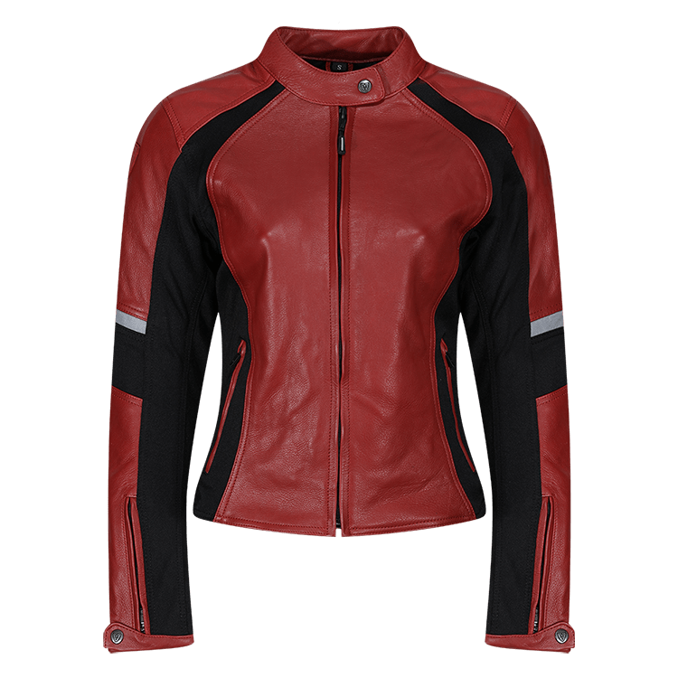 Fiona Red Leather Jacket - available at Veloce Club