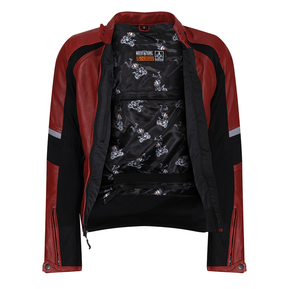 Fiona Red Leather Jacket - available at Veloce Club