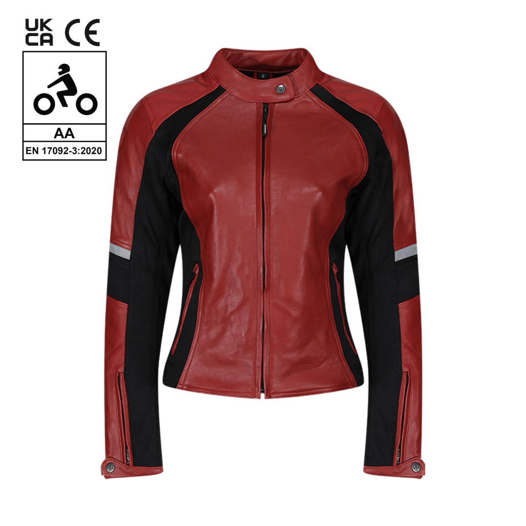 Fiona Red Leather Jacket - available at Veloce Club