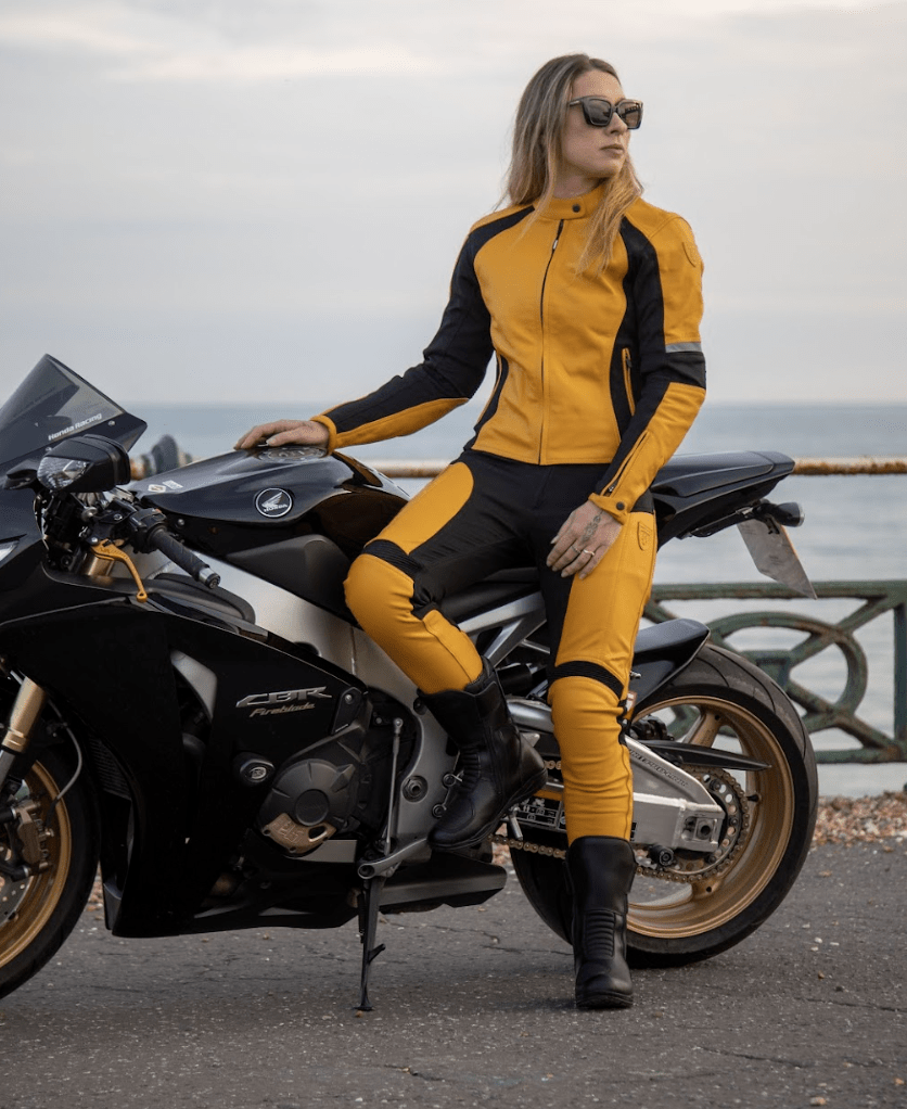 Fiona Yellow Leather Trousers - available at Veloce Club
