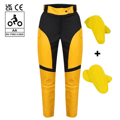 Fiona Yellow Leather Trousers - available at Veloce Club