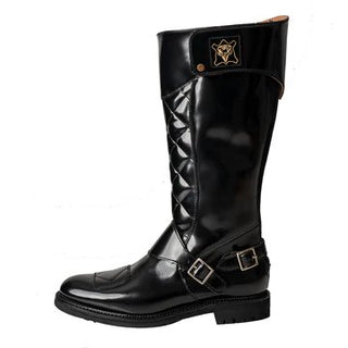 Goldtop The Quilted Trophy Motorcycle Boots - Black - available at Veloce Club