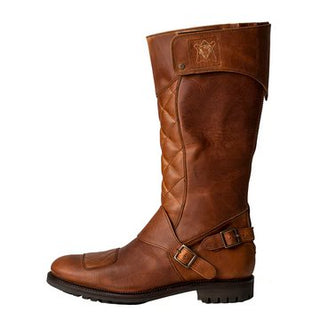 The Quilted Trophy Motorcycle Boots - Waxed Brown 