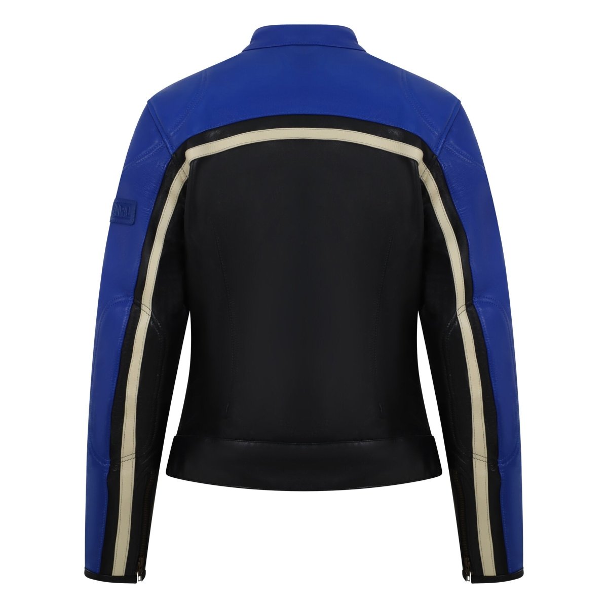 MotoGirl Hayley Blue Leather Jacket available at Veloce Club