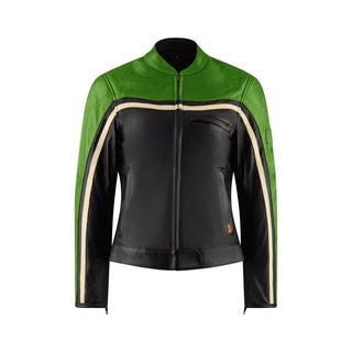 Hayley Green Leather Jacket - available at Veloce Club