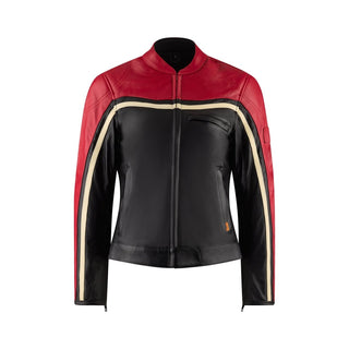 Hayley Red Leather Jacket - available at Veloce Club