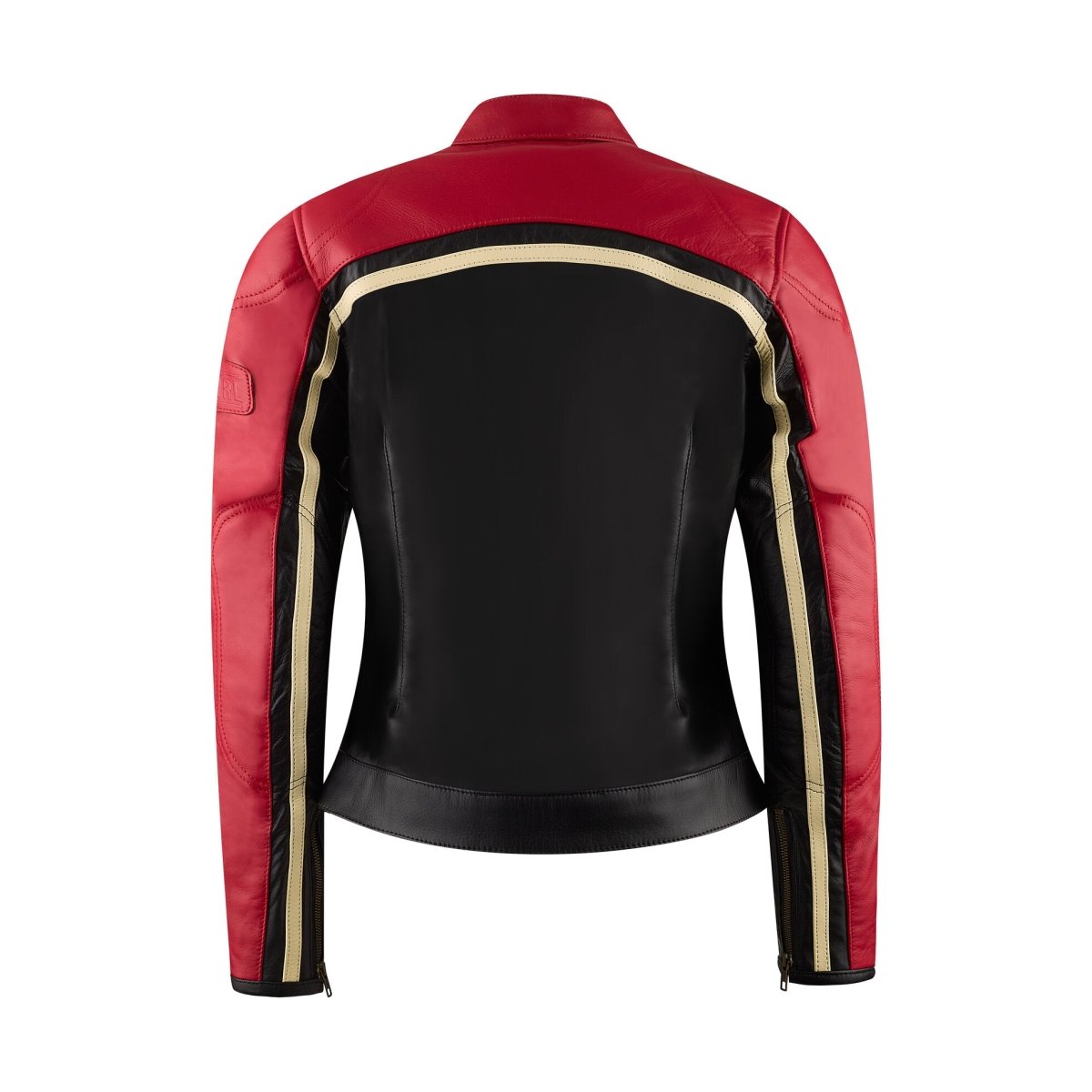 MotoGirl Hayley Red Leather Jacket available at Veloce Club