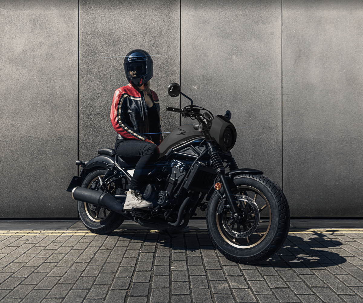 MotoGirl Hayley Red Leather Jacket available at Veloce Club