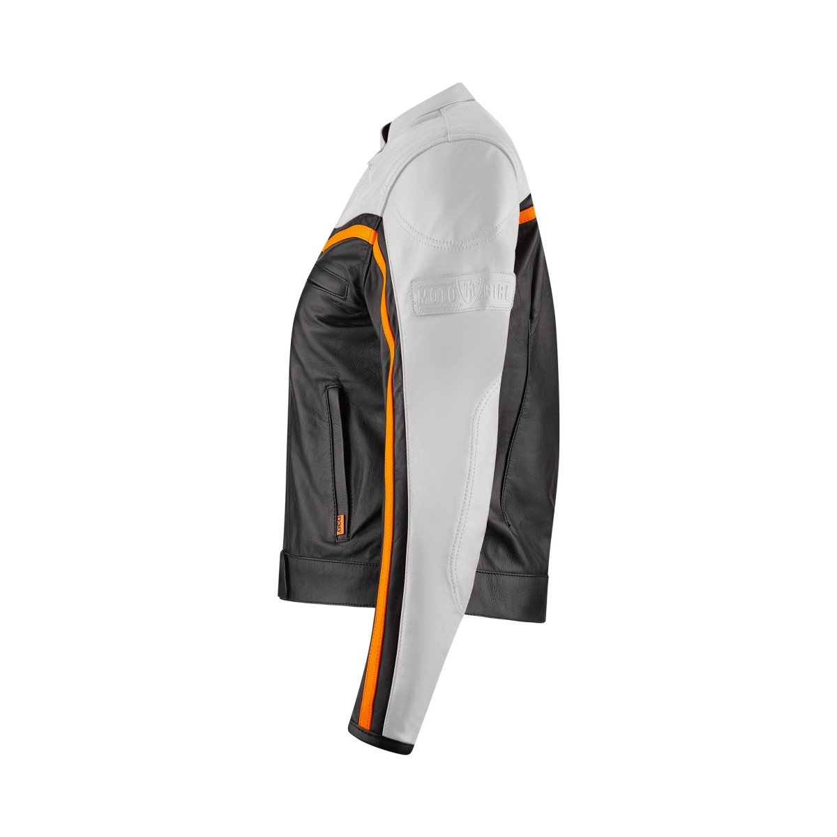 MotoGirl Hayley White Leather Jacket available at Veloce Club