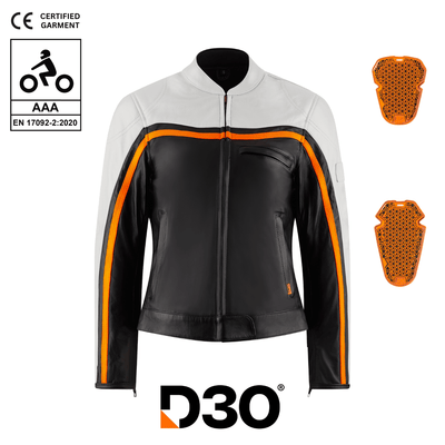 MotoGirl Hayley White Leather Jacket available at Veloce Club