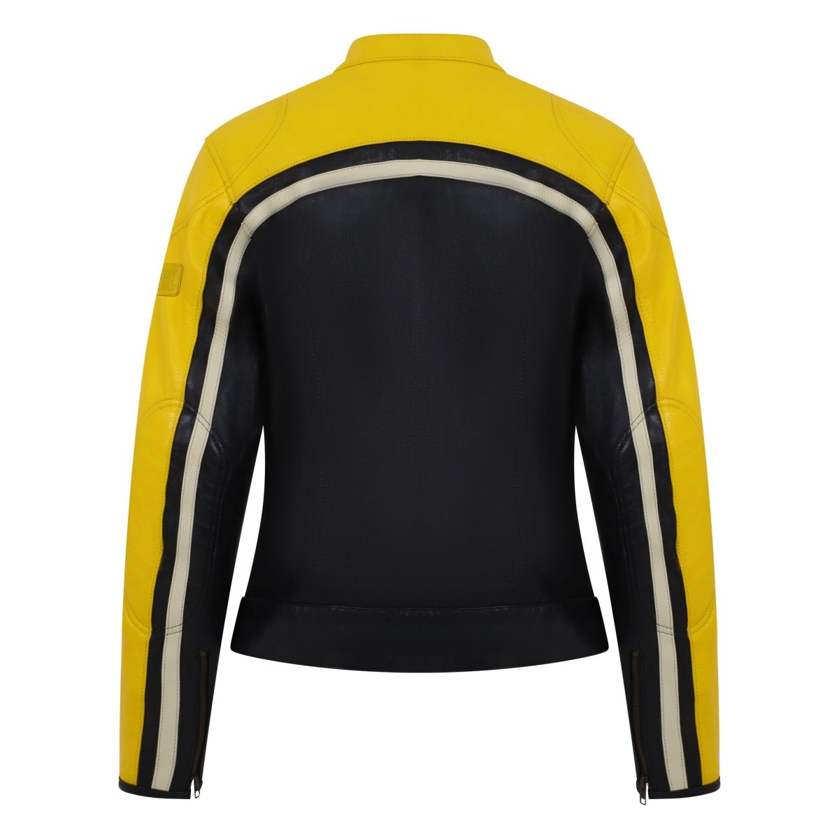 MotoGirl Hayley Yellow Leather Jacket available at Veloce Club