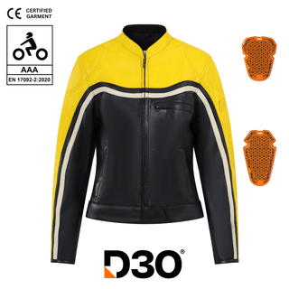 Hayley Yellow Leather Jacket - available at Veloce Club