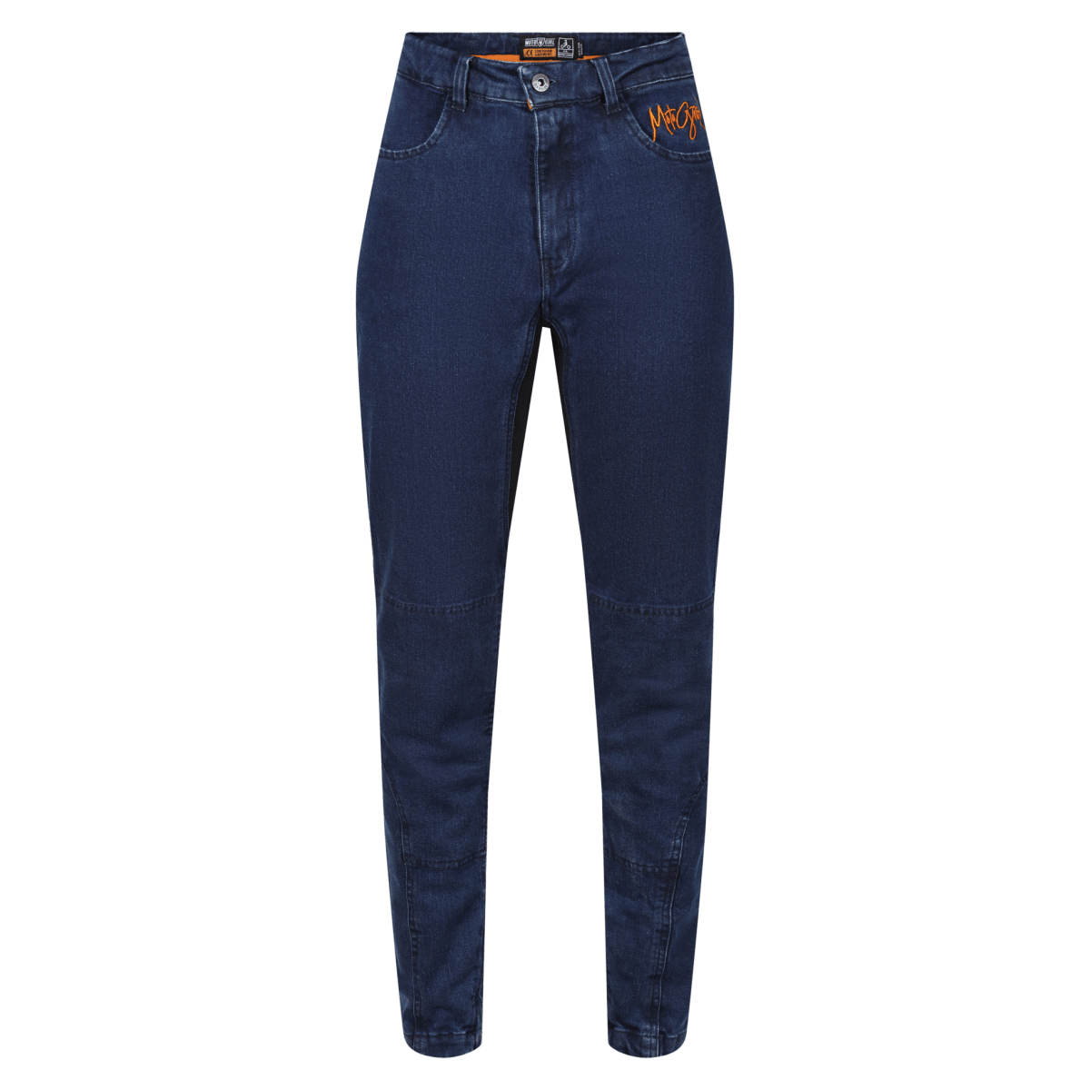 MotoGirl Isla Motorcycle Jeans in blue available at Veloce Club
