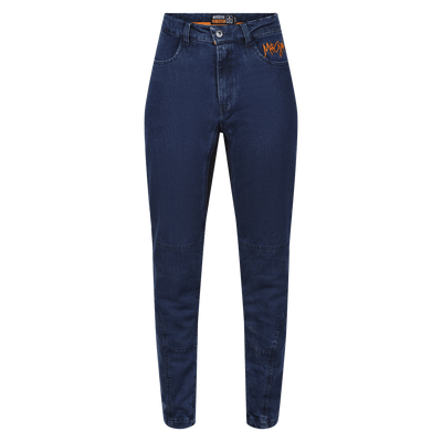 MotoGirl Isla Motorcycle Jeans in blue available at Veloce Club