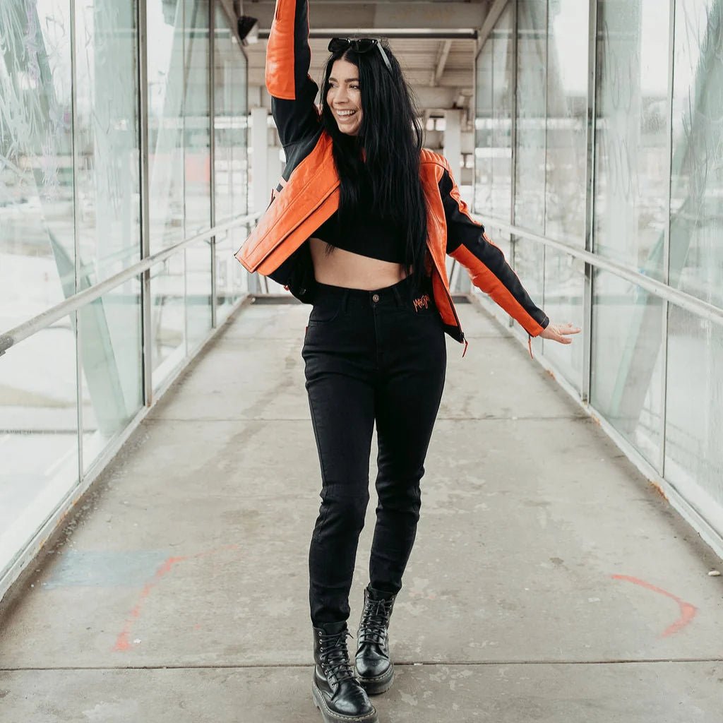 MotoGirl Isla Motorcycle Black Jeans | Veloce Club