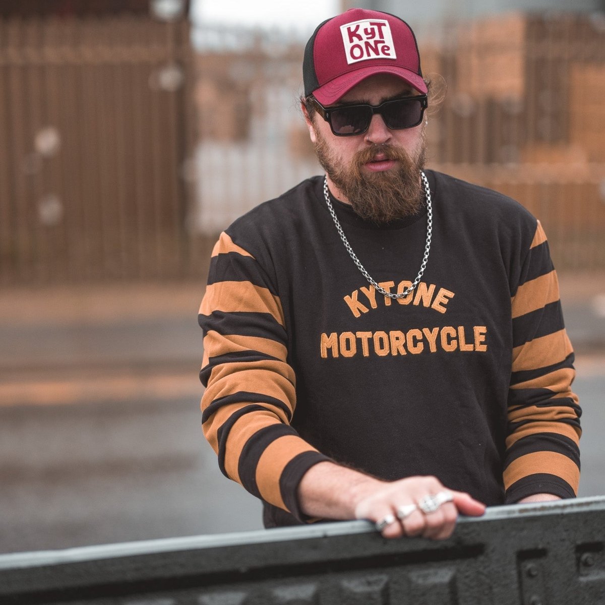 Kytone Bee Sweatshirt in Black and Gold available at Veloce Club