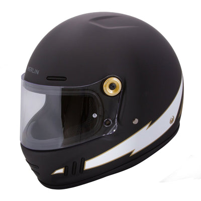 Merlin Revival Vintage Helmet Flash Matt Black - available at Veloce Club