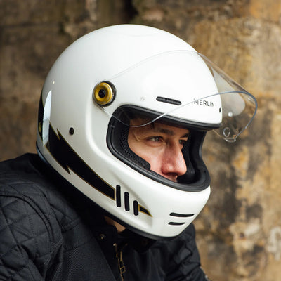 Merlin Revival Vintage Helmet Flash White - available at Veloce Club