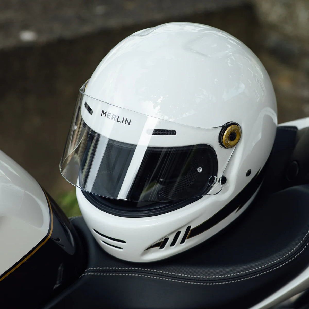 Merlin Revival Vintage Helmet Flash White - available at Veloce Club