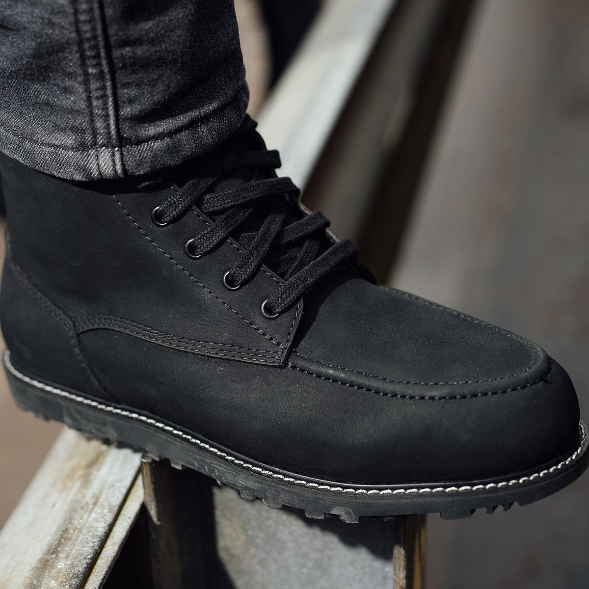 Merlin Worker Moc Toe Waterproof Boot Black