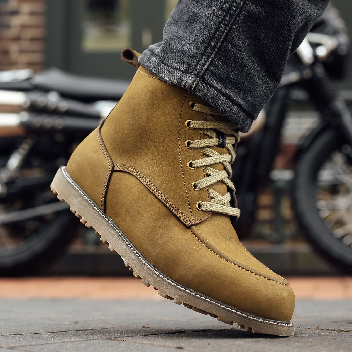 Merlin Worker Moc Toe Waterproof Boot Olive | Motorcycle Boots