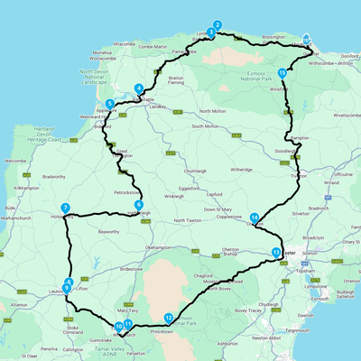 Minehead loop 195mile GPX Route