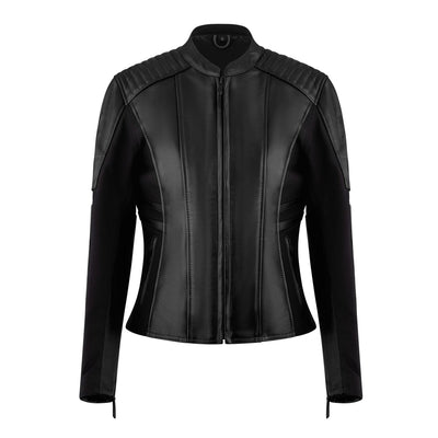 MotoGirl Amelia Leather Jacket Black - available at Veloce Club
