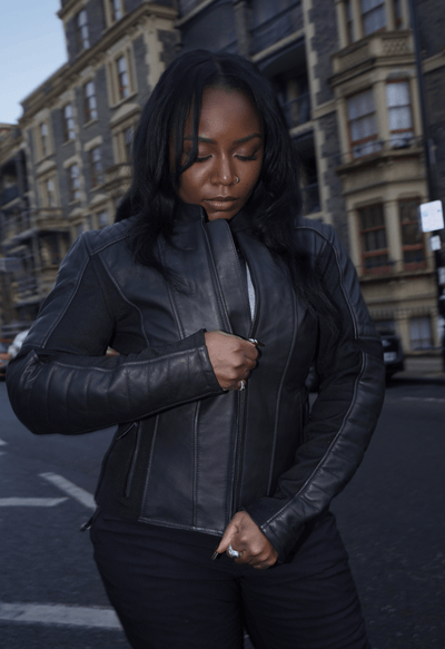 MotoGirl Amelia Leather Jacket Black - available at Veloce Club