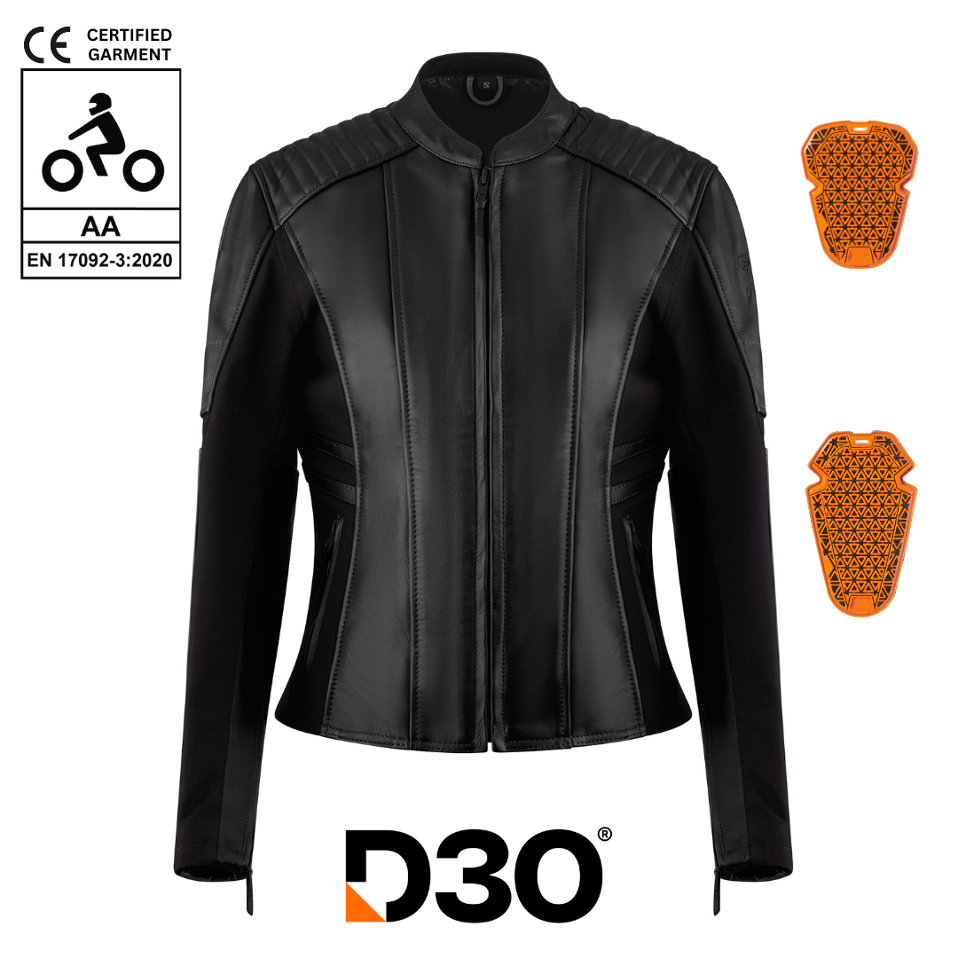 MotoGirl Amelia Leather Jacket Black - available at Veloce Club
