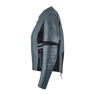 MotoGirl Amelia Leather Jacket Grey - available at Veloce Club