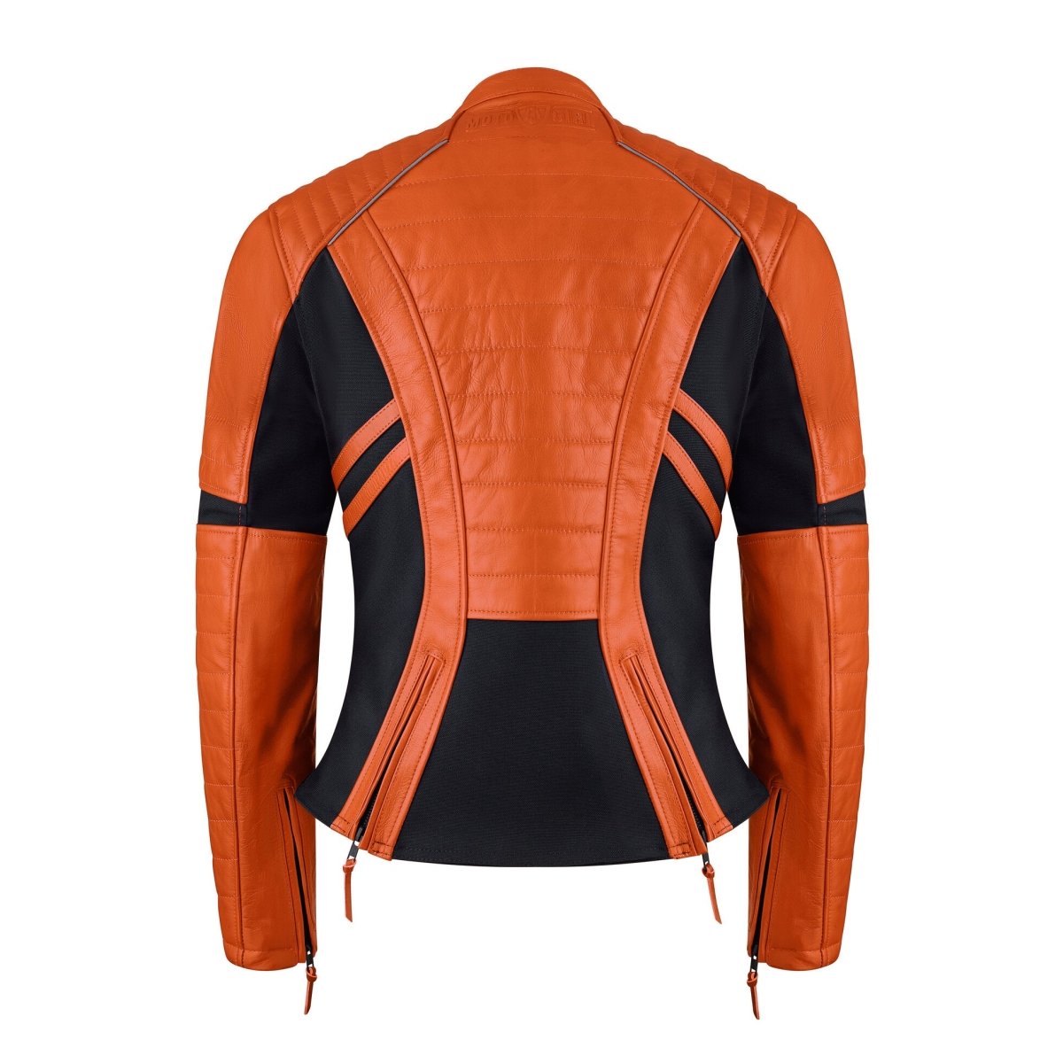 MotoGirl Amelia Leather Jacket Orange - available at Veloce Club