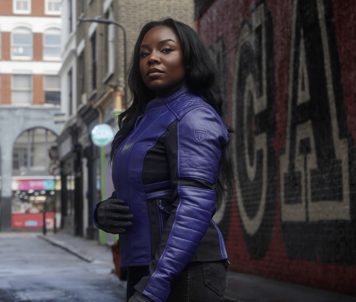 MotoGirl Amelia Leather Jacket Purple - available at Veloce Club