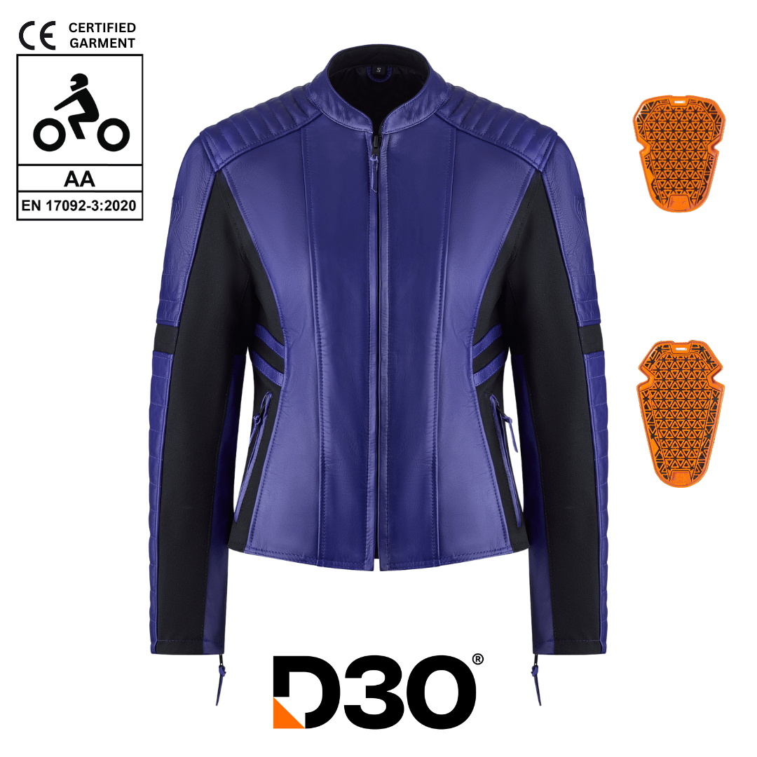 MotoGirl Amelia Leather Jacket Purple - available at Veloce Club