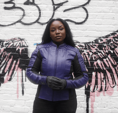 MotoGirl Amelia Leather Jacket Purple - available at Veloce Club
